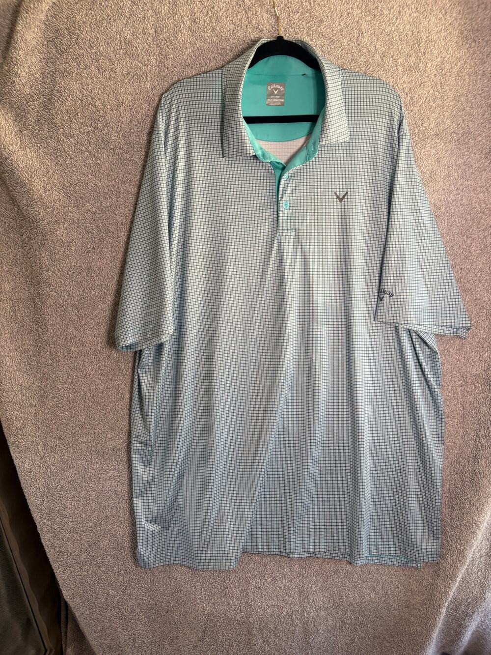 Callaway Opti-Dri Golf Polo Mens 3XLT Teal Check Big Tall